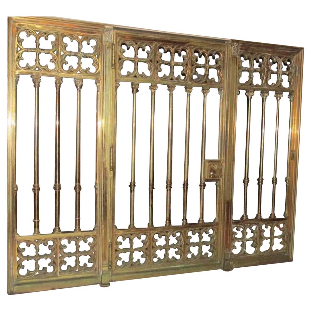 Gothic Revival Three-Piece Heavy Cast Bronze Bank Entry Gate Storefront