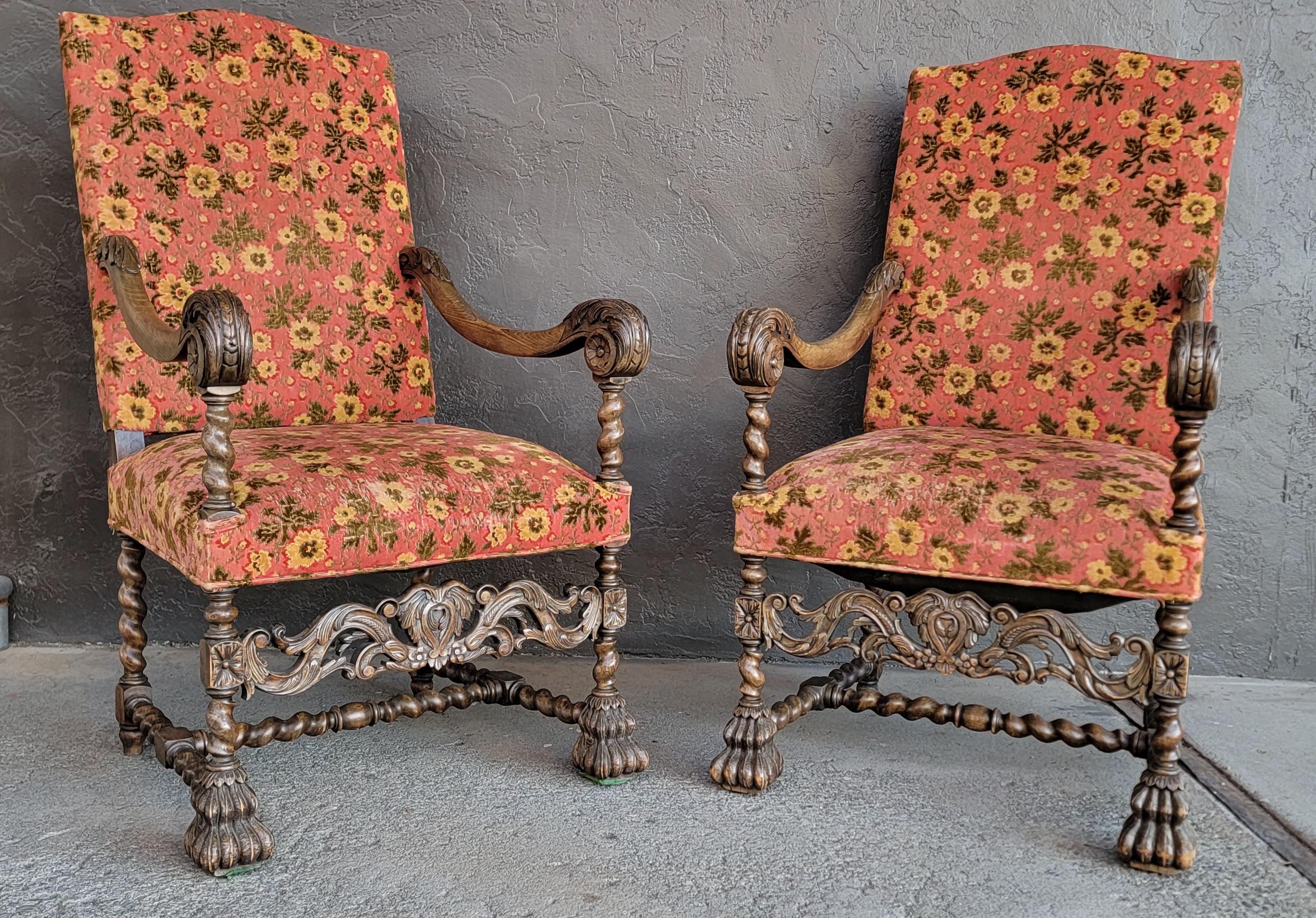 Gothic Revival Throne Chairs a Pair 1920's For Sale 6