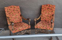 Gothic Revival Throne Chairs a Pair 1920's