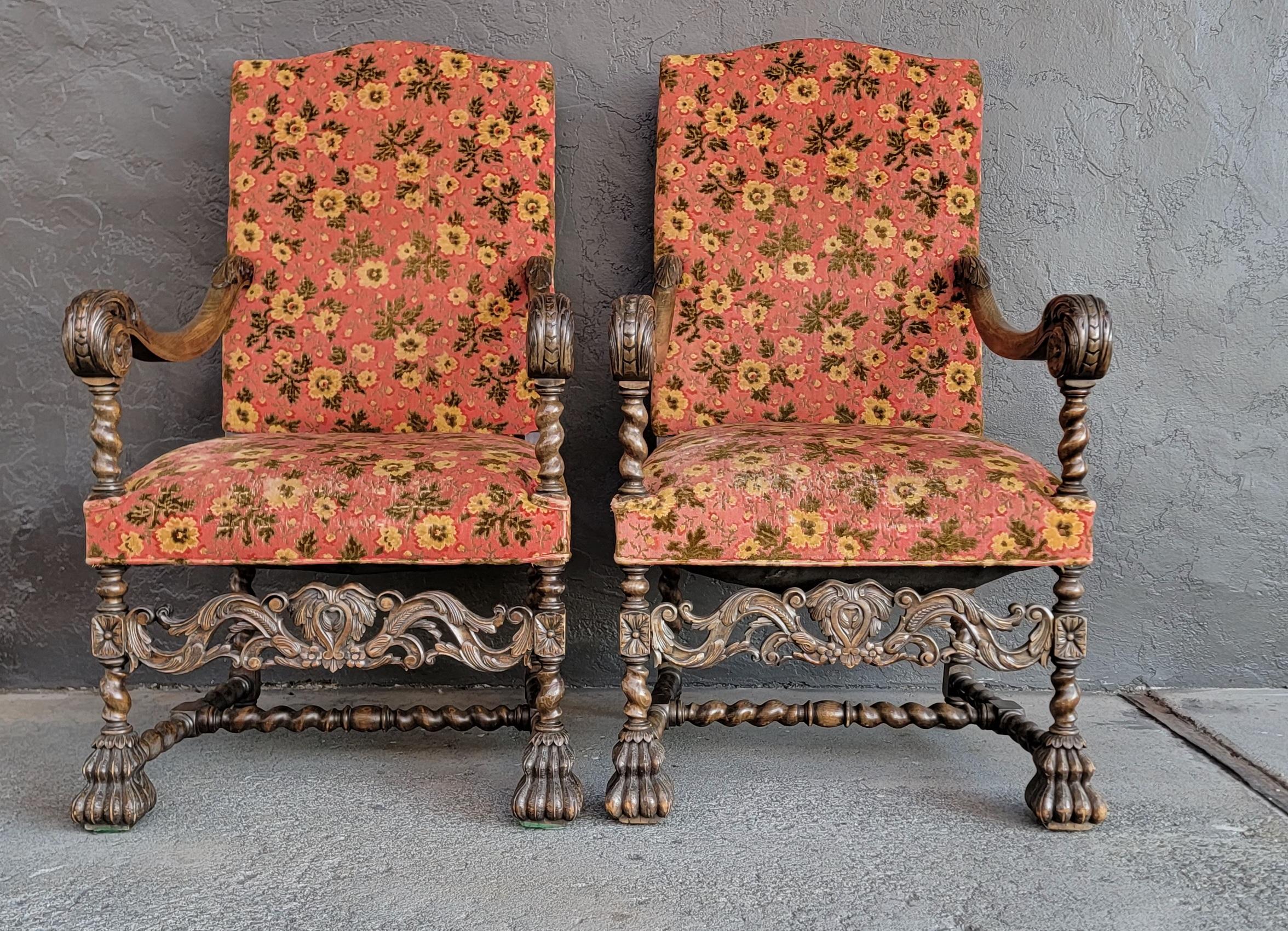 American Gothic Revival Throne Chairs a Pair 1920's For Sale
