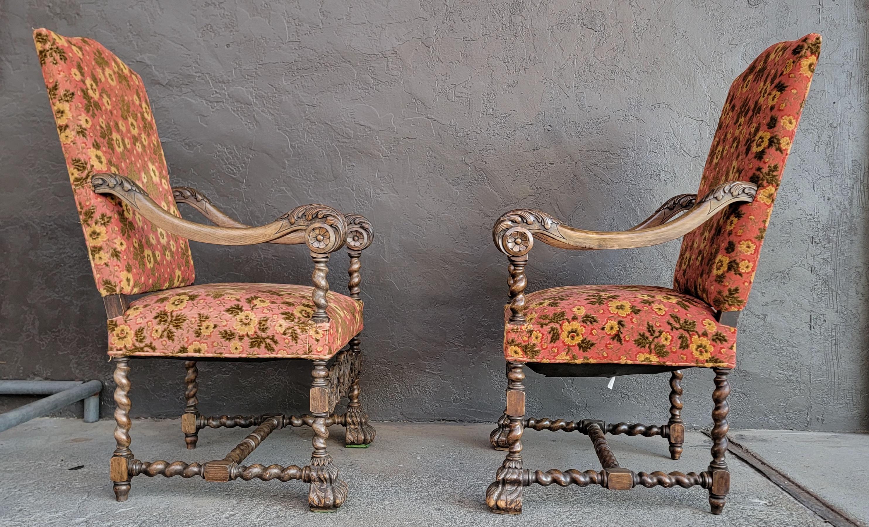 20th Century Gothic Revival Throne Chairs a Pair 1920's For Sale