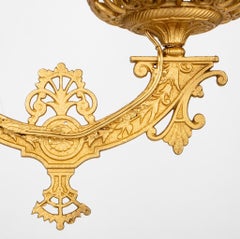 Gothic Revival Two-Arm Gilt Metal Chandelier