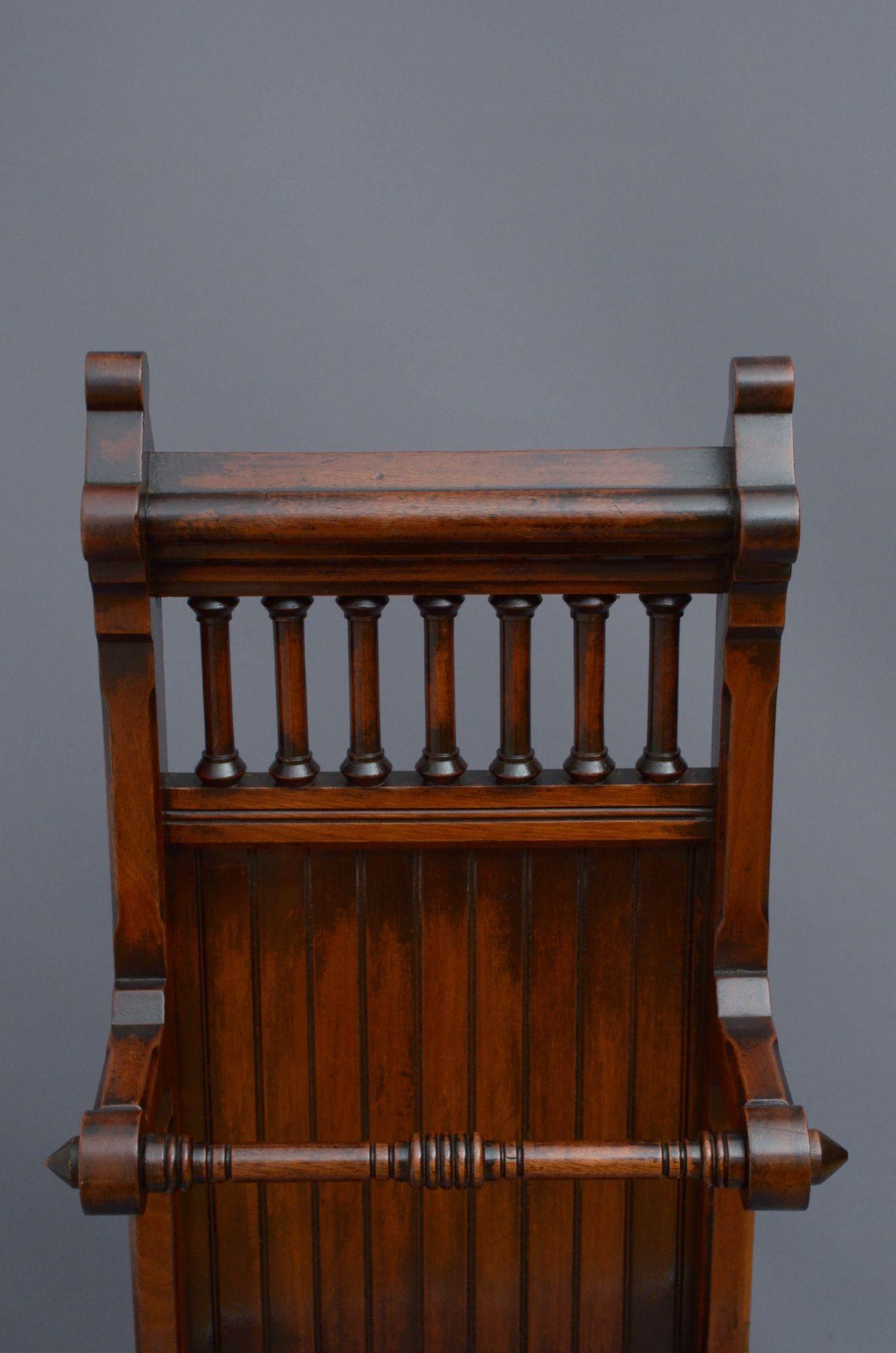 Gothic Revival Umbrella Stand in Mahogany For Sale 1