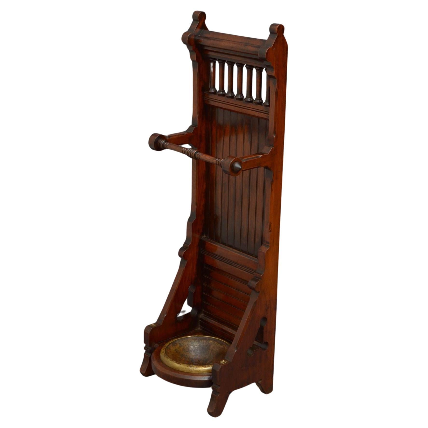 Gothic Revival Umbrella Stand in Mahogany For Sale