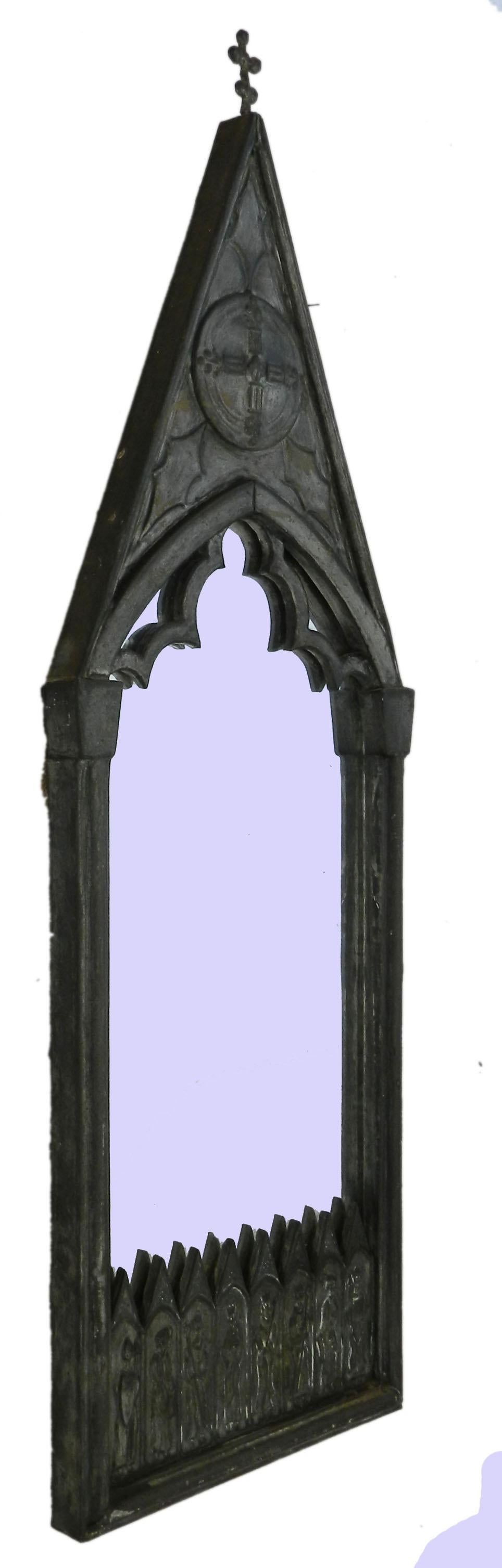 Gothic Revival Wall Mirror Pewter, c1920 FREE SHIPPING 4