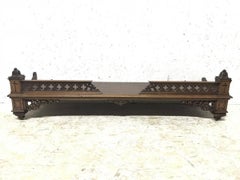 Gothic Revival Walnut Wall Shelf with Pierced Qua-Trefoils & Carved Floralwork