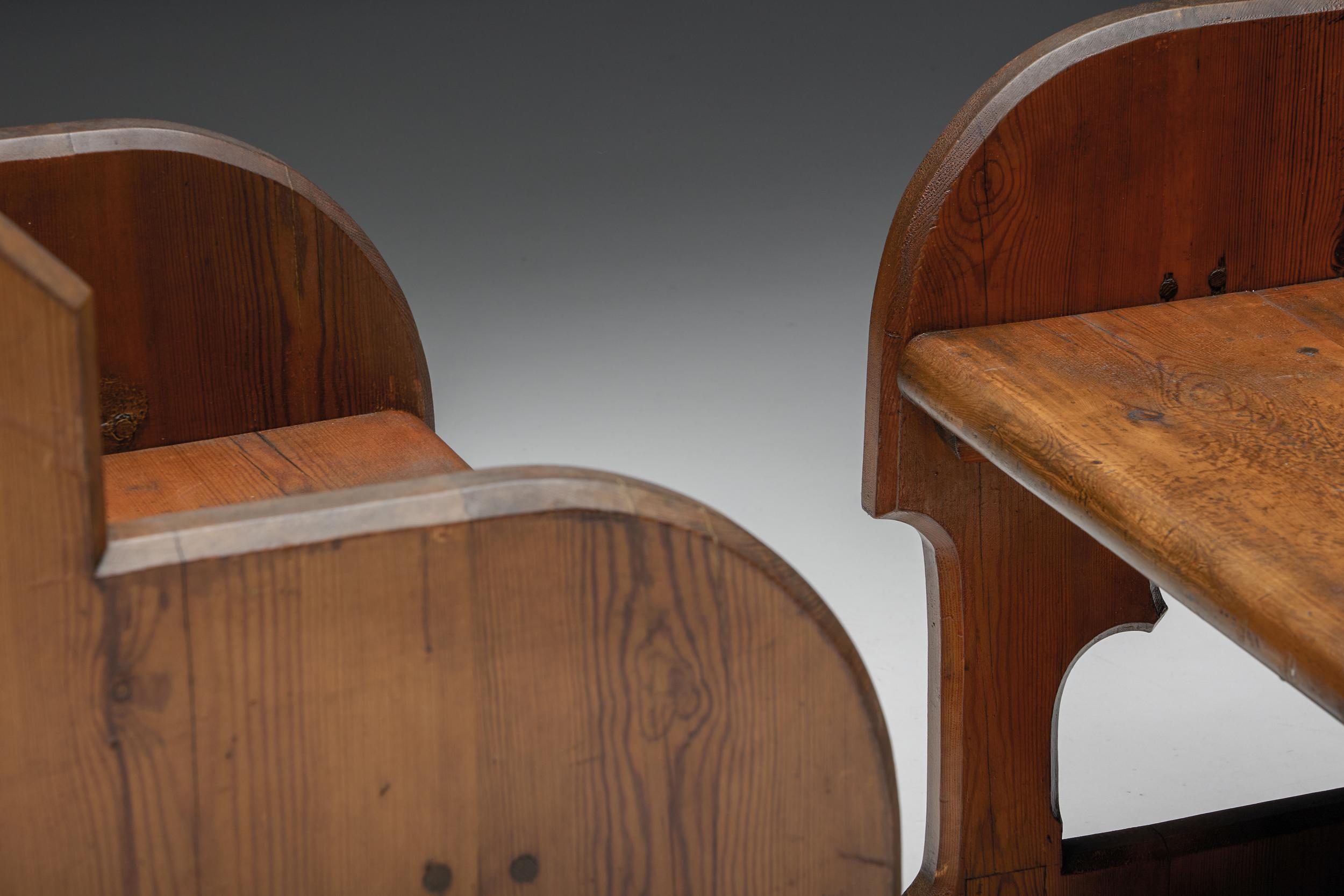 Gothic Revival Wooden Armchairs, Pine & Oak, 20th Century For Sale 9