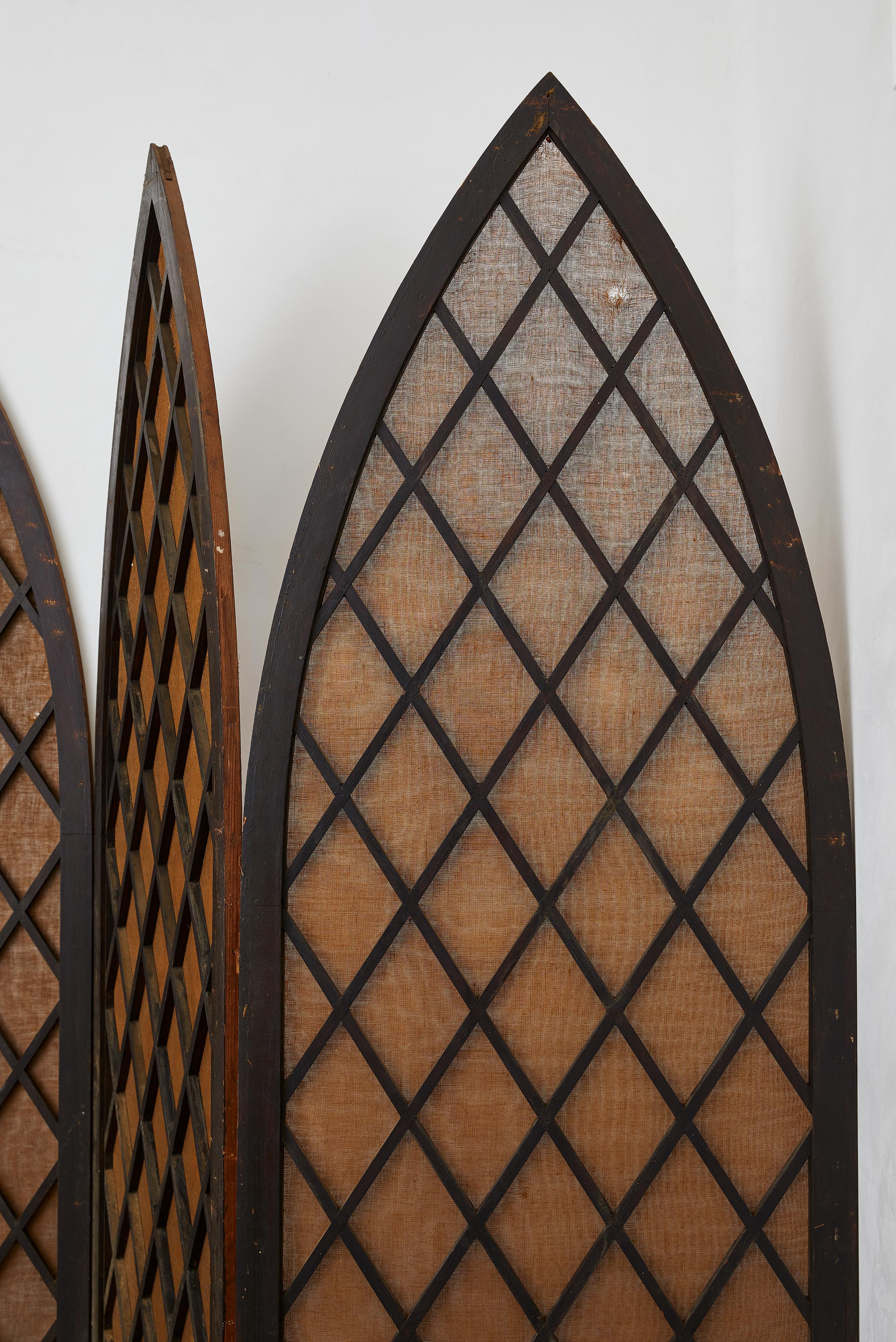 Stained Gothic Revival Wooden Church Screens set of four For Sale