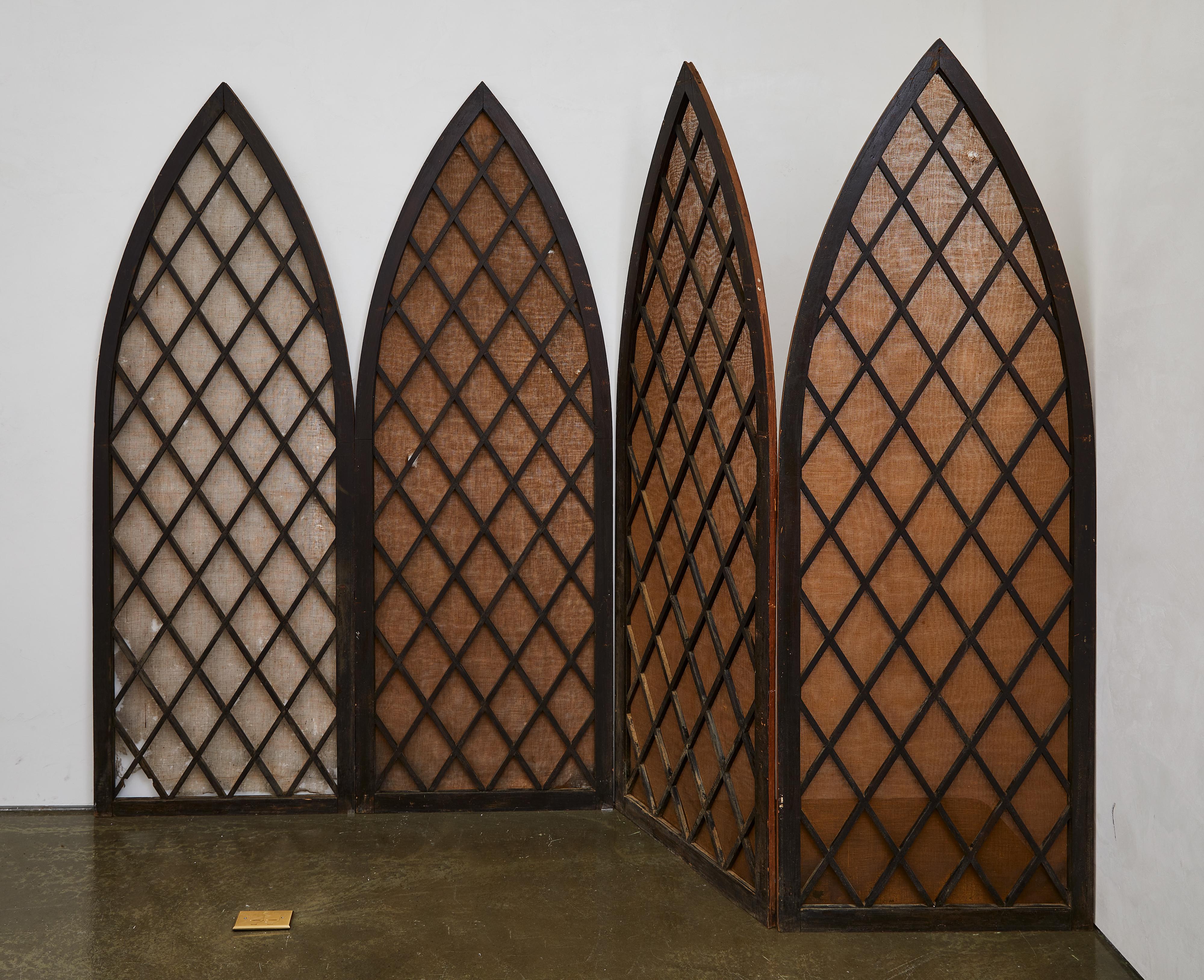 Gothic Revival Wooden Church Screens set of four In Fair Condition For Sale In Brooklyn, NY