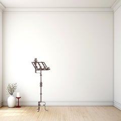 Gothic Revival wrought iron Lectern or Music stand with articulated candle mount