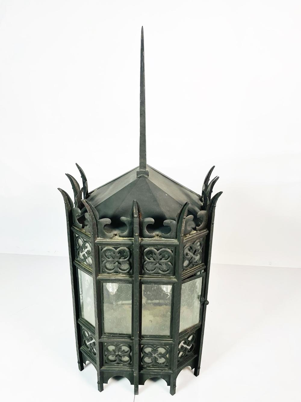 Glass Gothic Revival Wrought Iron Sconce from the Sylvester Stallone Beverly Park Home