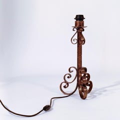 Gothic Revival. Wrought iron table lamp by Ferro Art, Spain, 1940s
