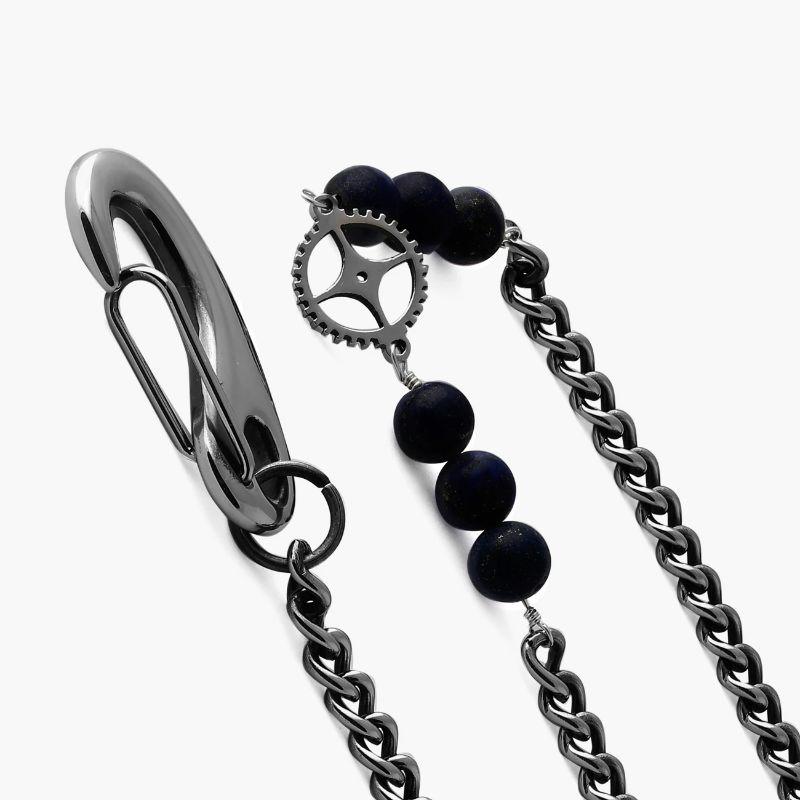 Gothic Rose Skull trouser chain in black

These unique and eye-catching trouser chains are inspired by the Grateful Dead band and include their iconic skull with a rose crown with red and blue enamel detail. They also feature the signature