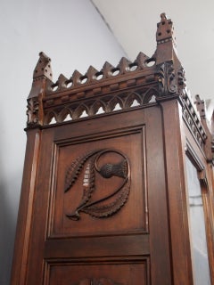 Gothic Scottish Pitch Pine Cabinet Bookcase