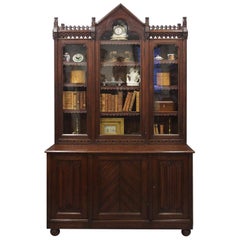 Gothic Scottish Pitch Pine Cabinet Bookcase