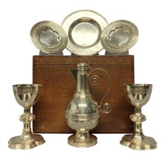 Gothic Silver Communion Set with Original Box by Henry Wilkinson & Sons