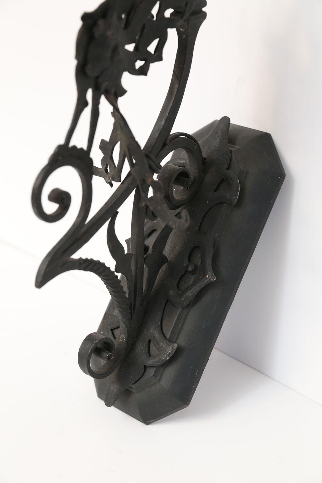 Early 20th Century Curious Hand-Forge Spanish Revival/ Gothic Revival Sconce Style of Poillerat For Sale