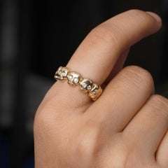 Gothic Skull Charm 14k Yellow Gold Diamond Full Band Ring Jewelry US 7