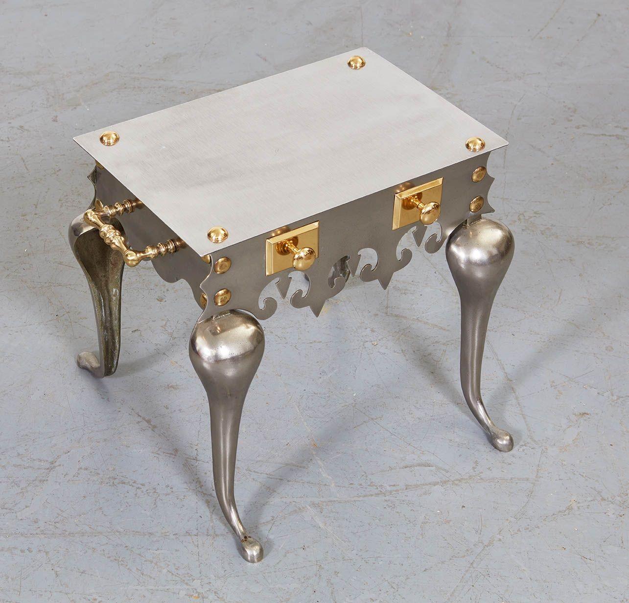 Gothic Steel and Brass Drinks Table For Sale 8