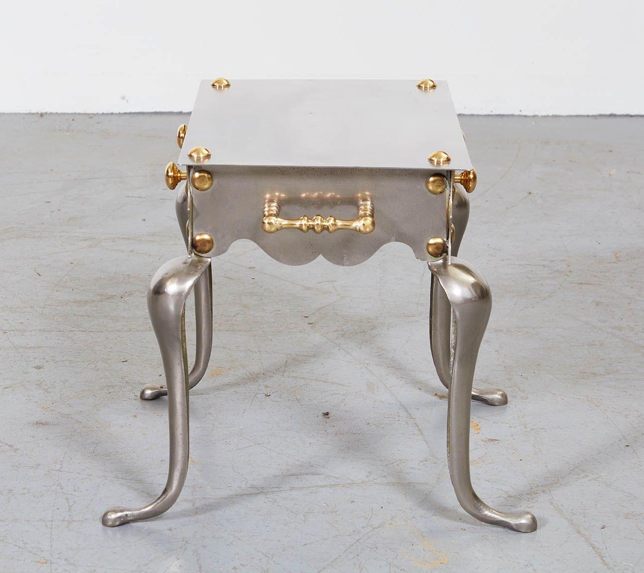 Gothic Steel and Brass Drinks Table In Good Condition For Sale In Greenwich, CT