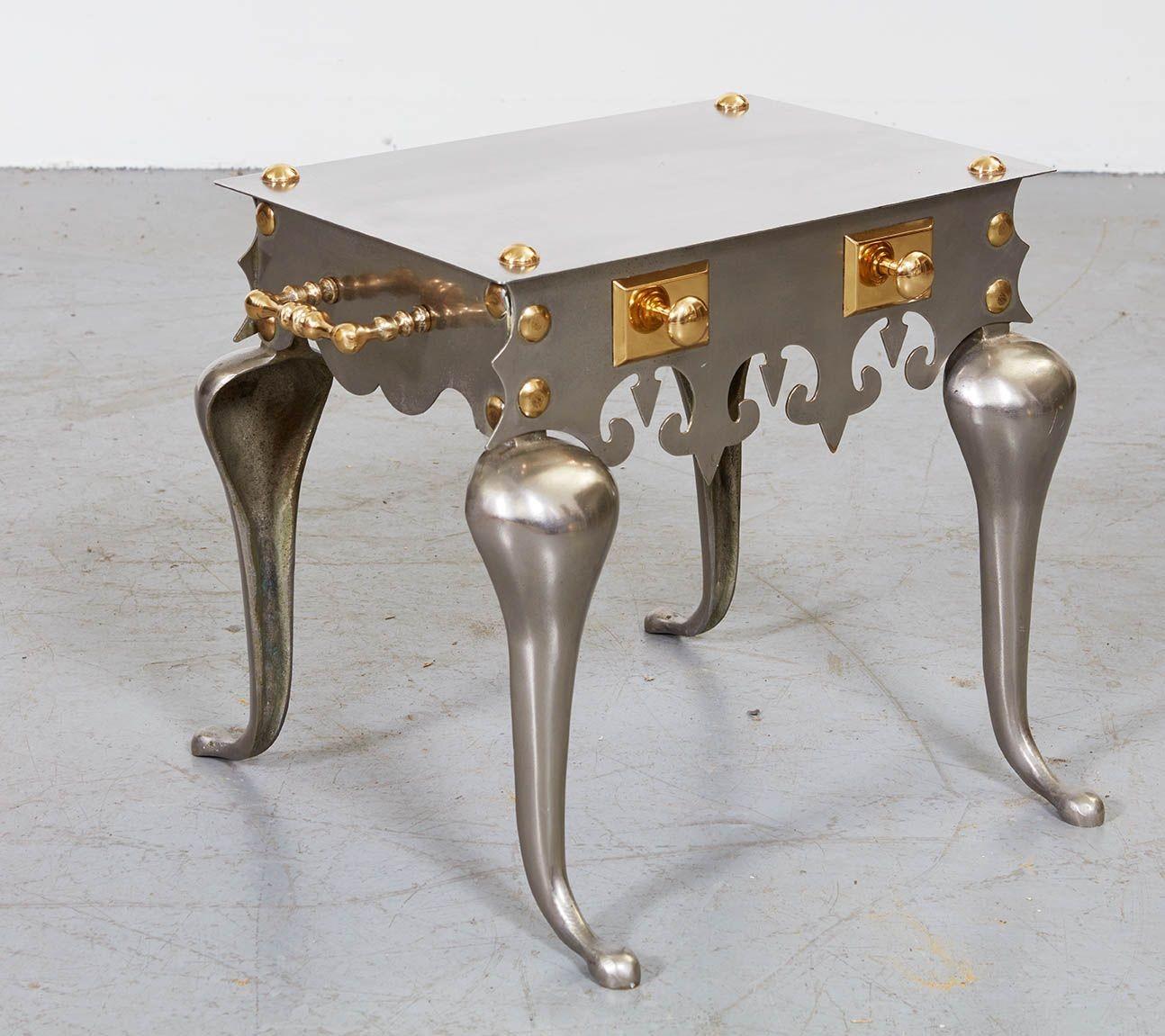 19th Century Gothic Steel and Brass Drinks Table For Sale
