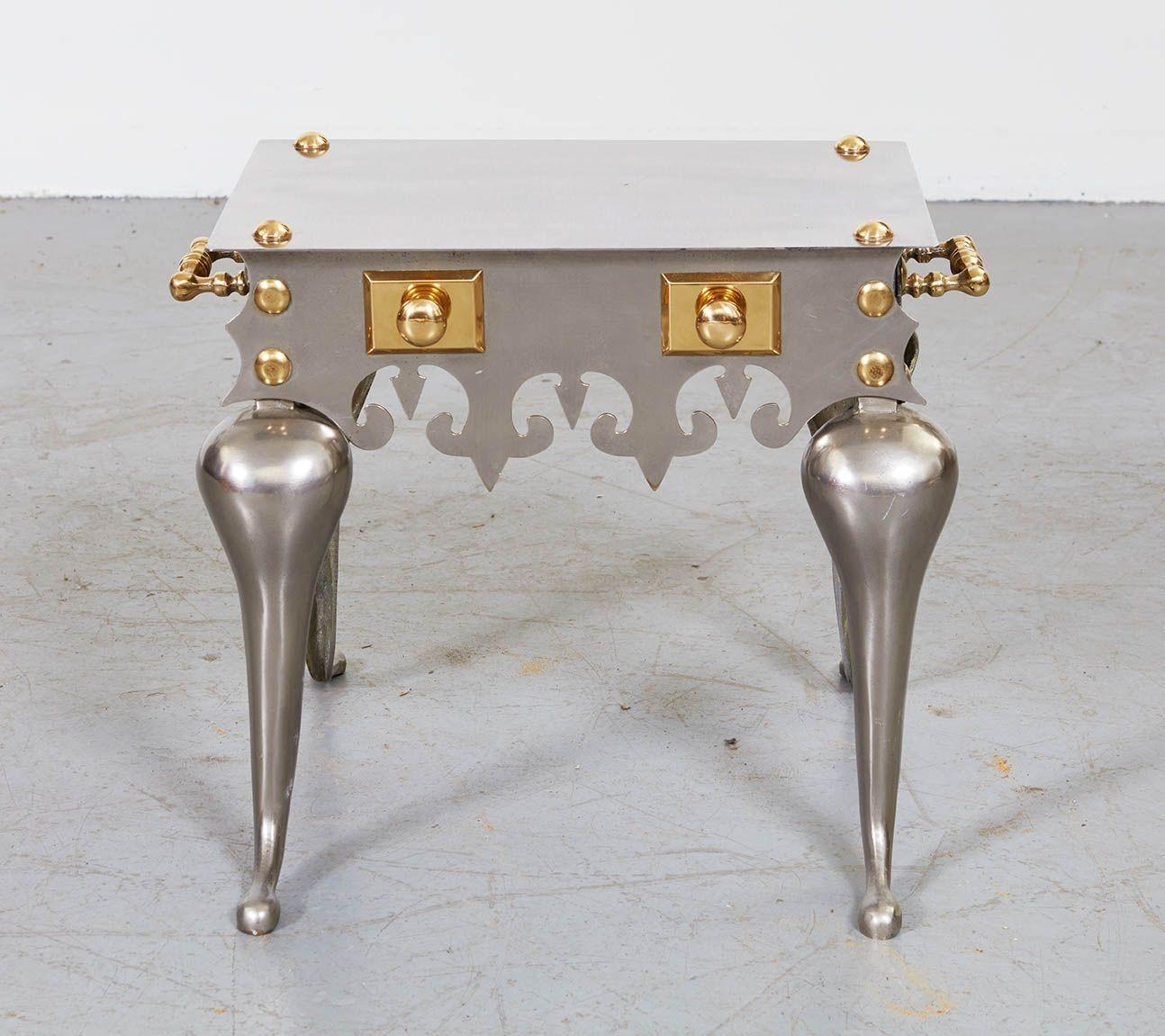 Gothic Steel and Brass Drinks Table For Sale 1
