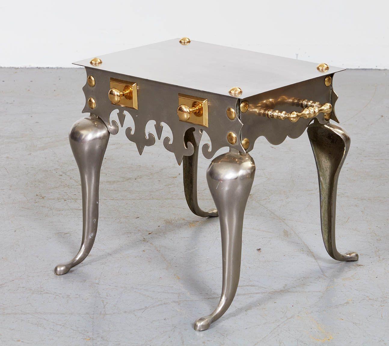 Gothic Steel and Brass Drinks Table For Sale 2