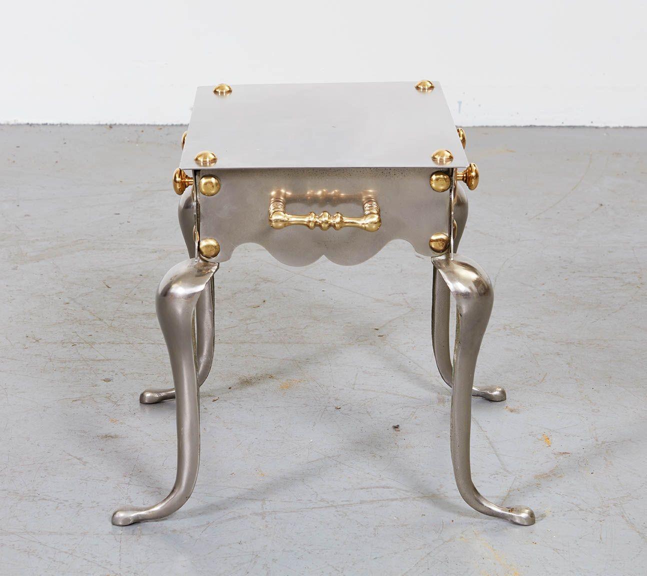 Gothic Steel and Brass Drinks Table For Sale 3