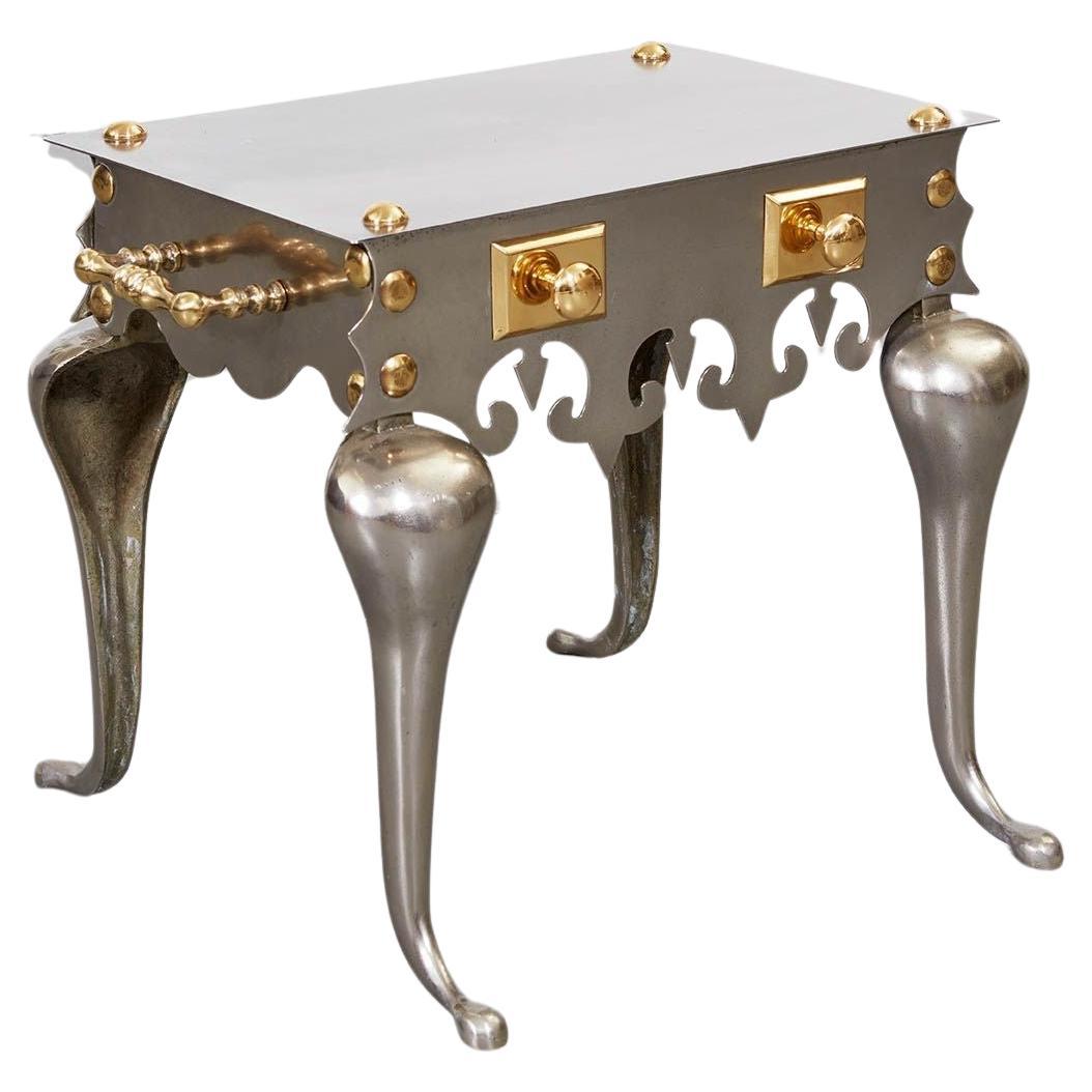 Gothic Steel and Brass Drinks Table For Sale
