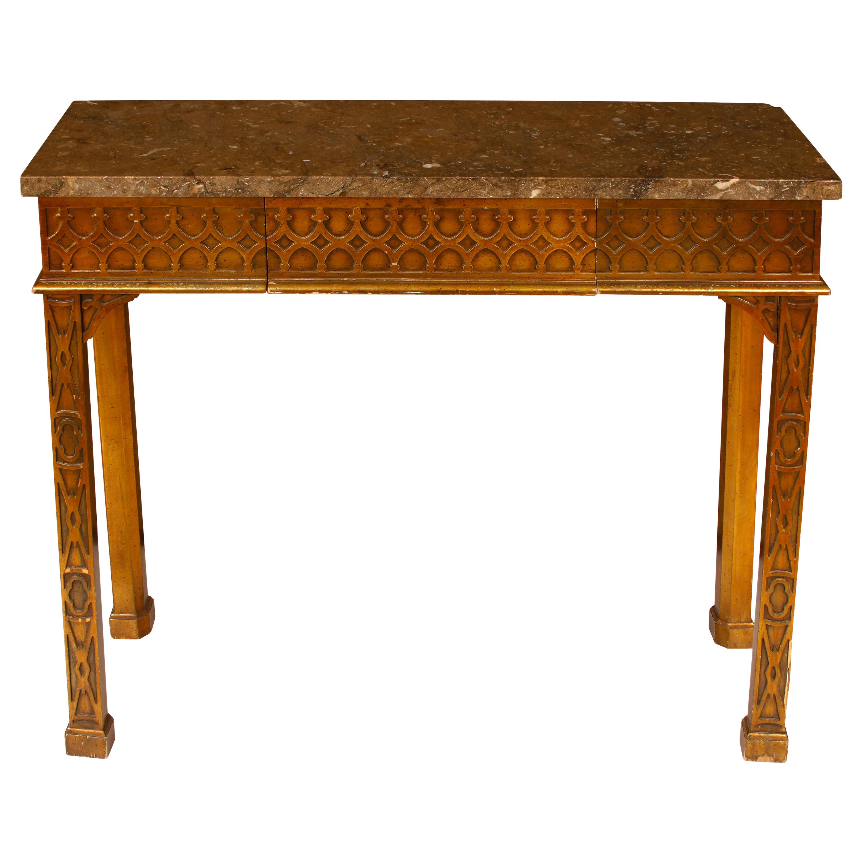 Gothic Stone Top Console with Drawer