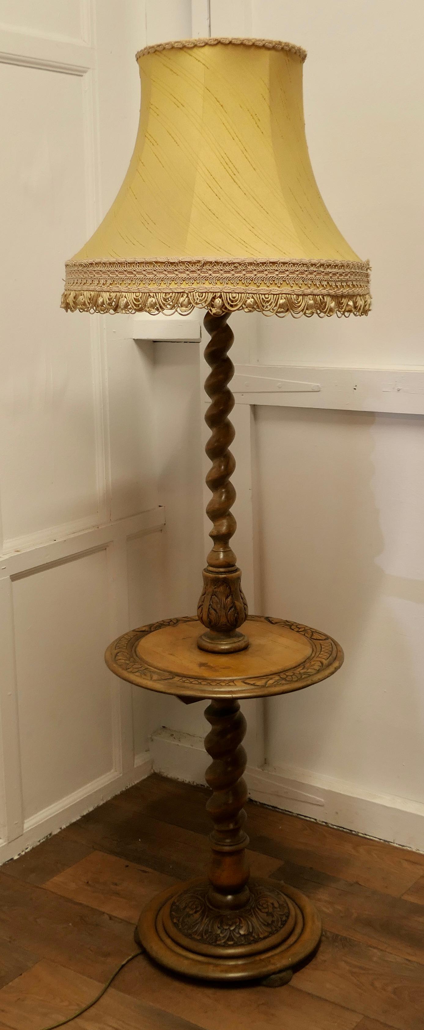 Gothic Style Barley Twist Floor Lamp Table  This is an unusual Piece  3