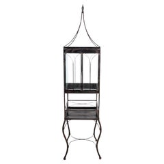 Gothic Style Black Painted Metal Terrarium Cabinet