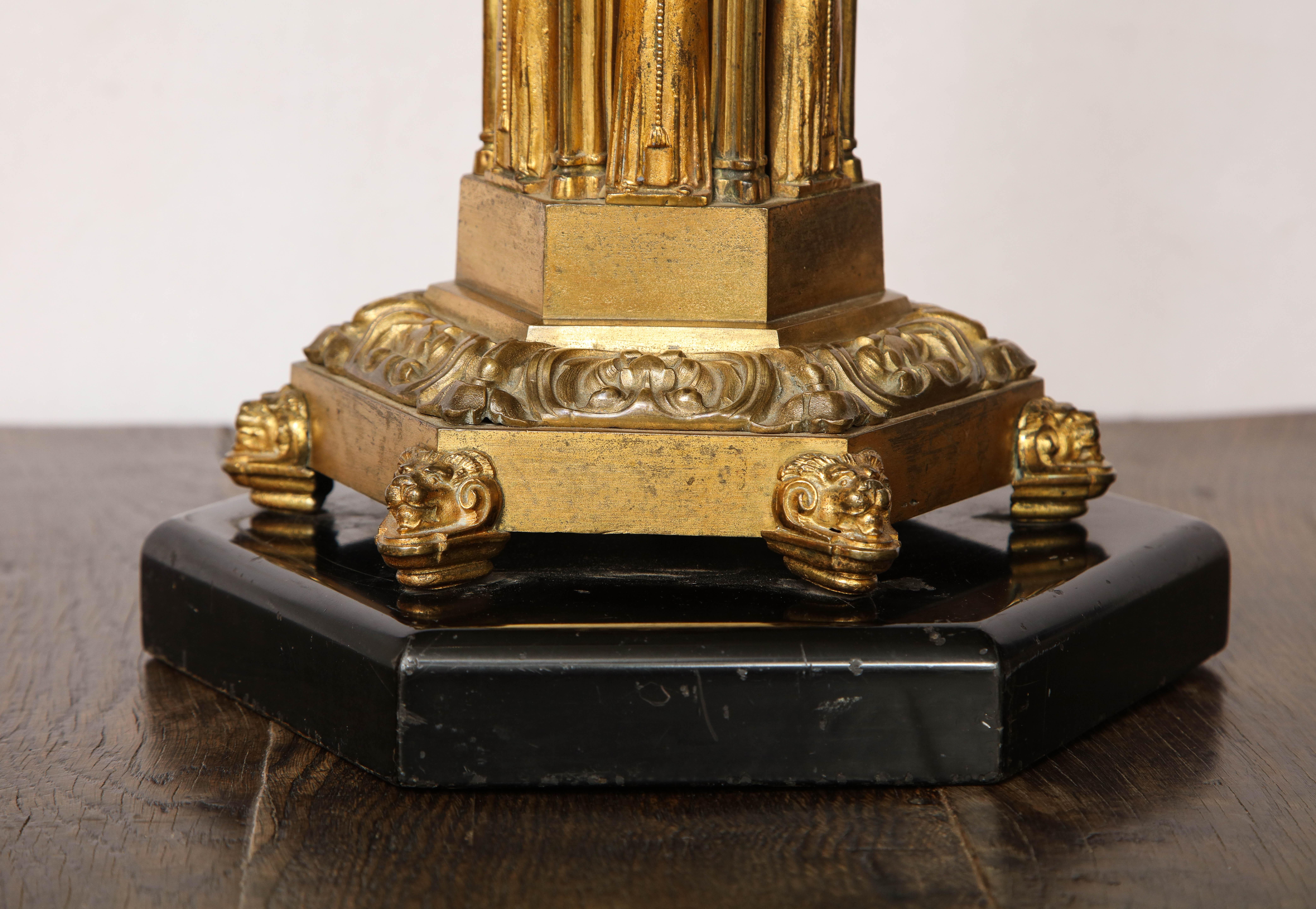 Gothic Style Brass Table Lamp In Good Condition For Sale In New York, NY