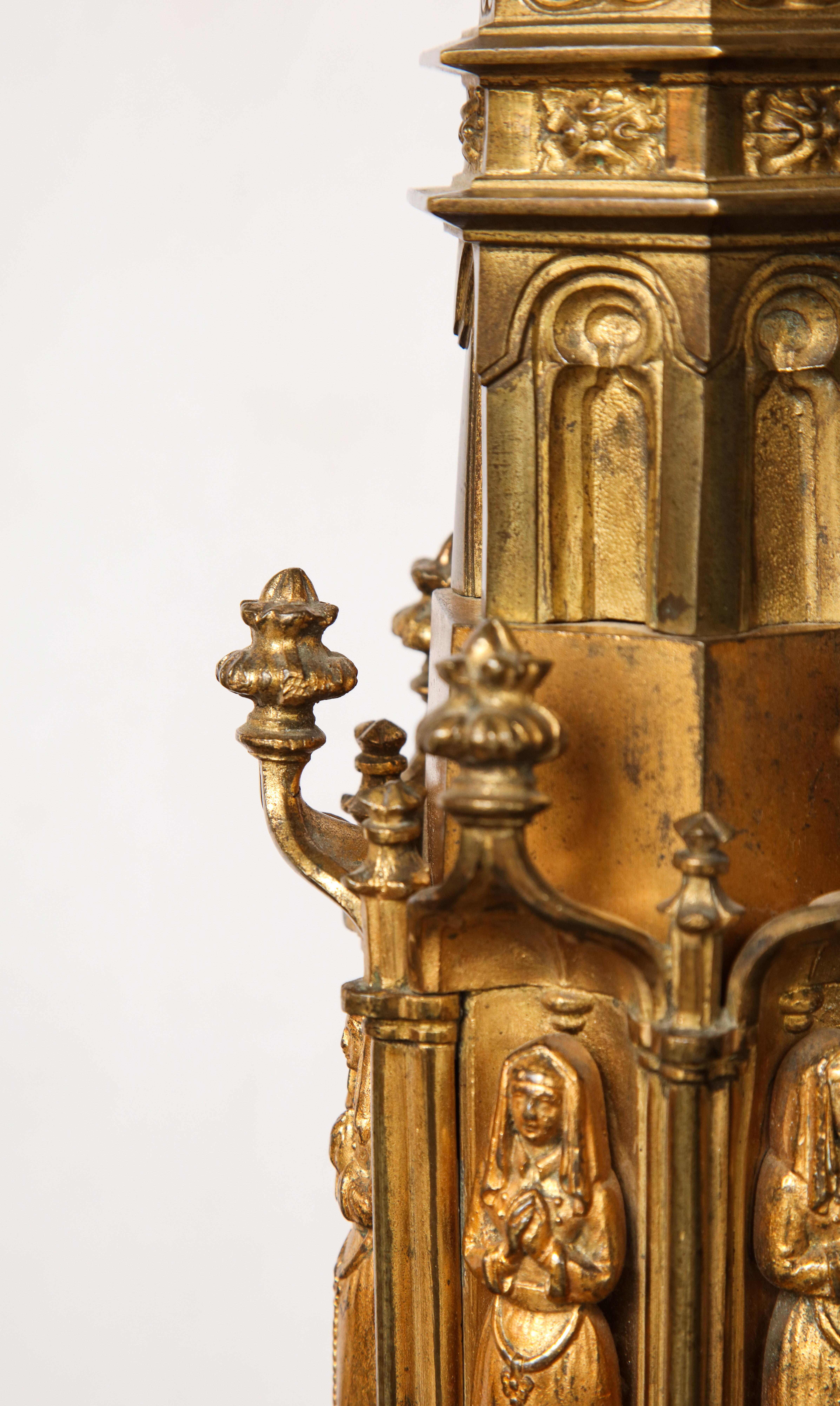 19th Century Gothic Style Brass Table Lamp For Sale