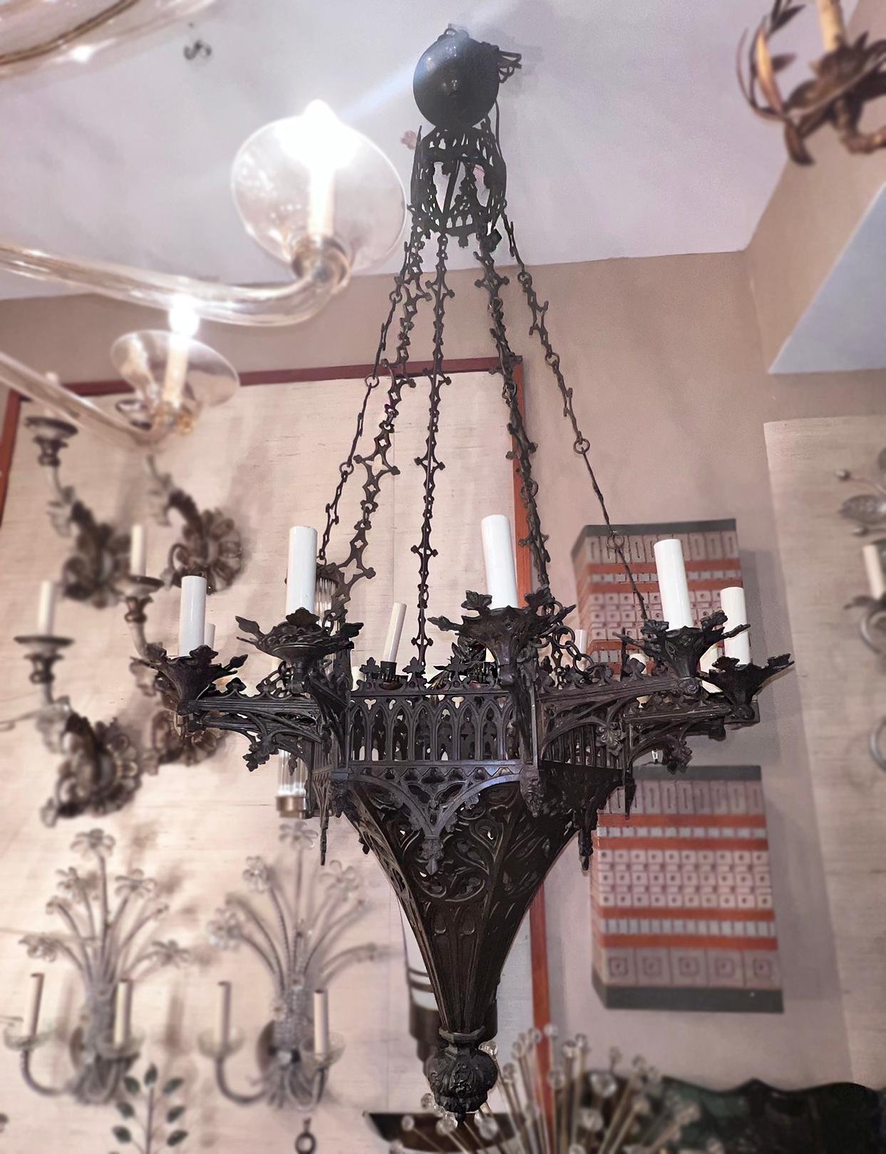 Gothic Style Bronze Chandelier For Sale 3