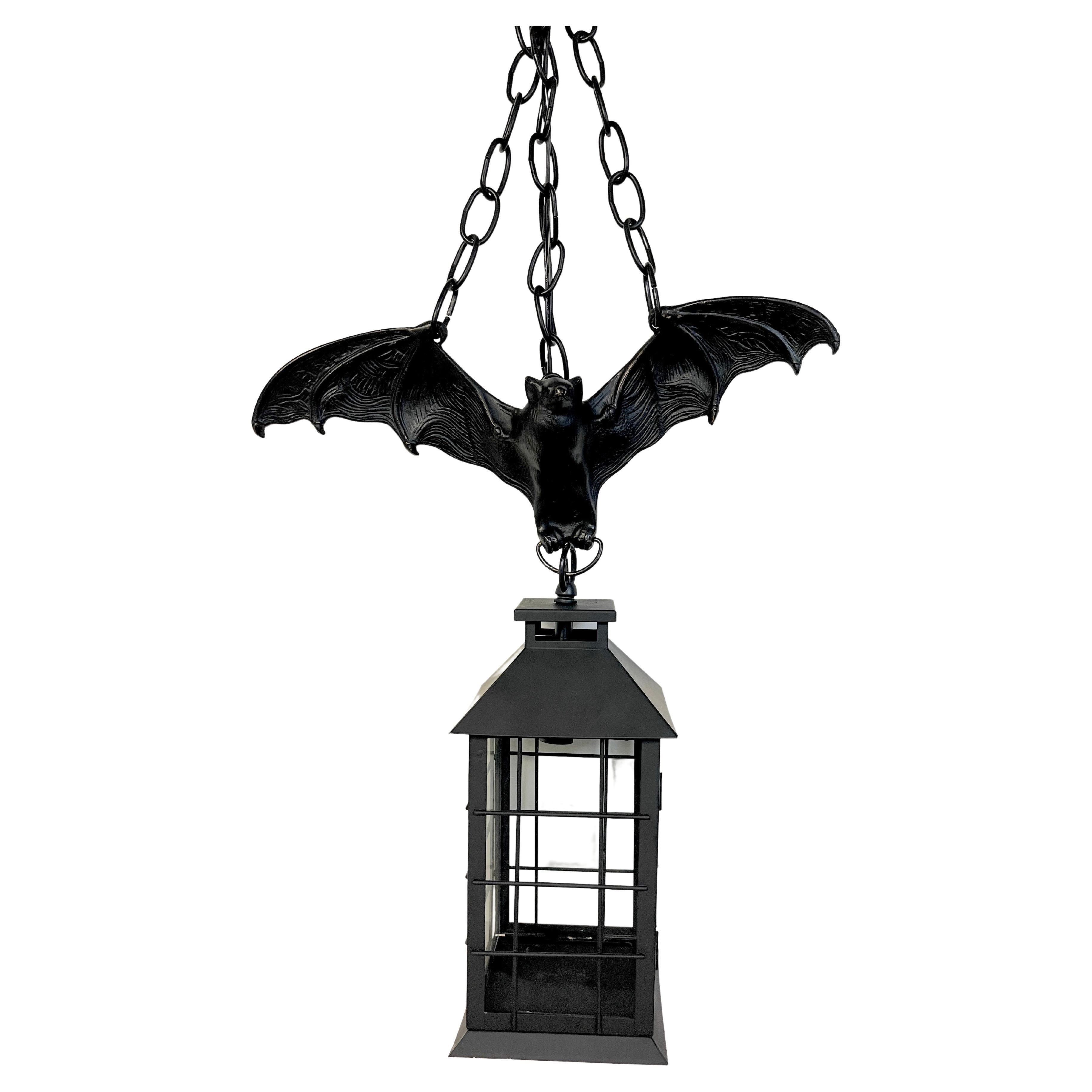 Gothic Style Bronze and Iron Bat Motif Lantern, 2 Available For Sale at  1stDibs | bat lamp gothic, bat lantern, bat pendant light
