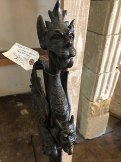 Gothic Style Bronze-Mounted Andirons