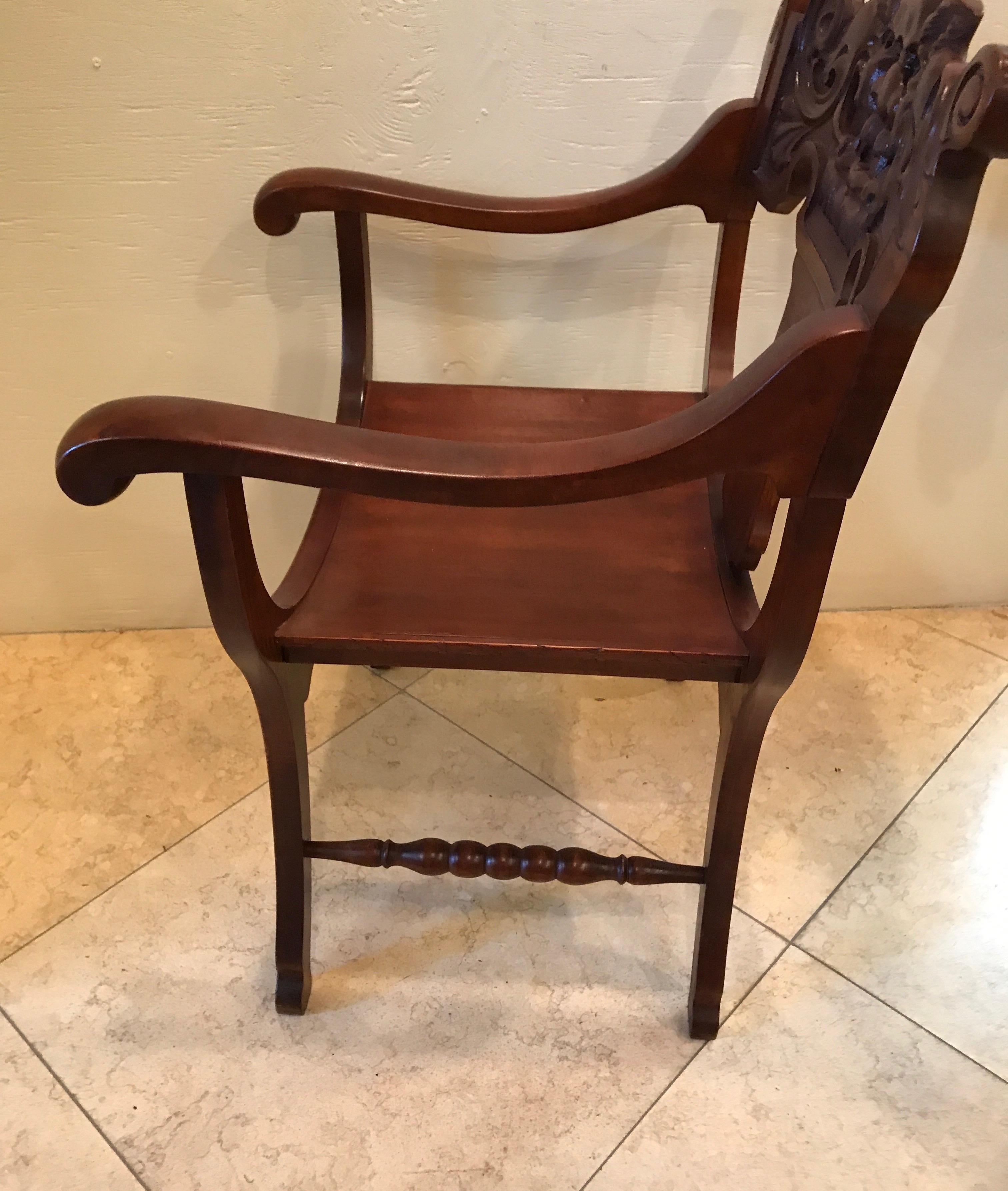 Gothic Style Carved Wood Chair with Mythological Figures In Good Condition For Sale In West Palm Beach, FL