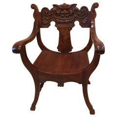 Gothic Style Carved Wood Chair with Mythological Figures