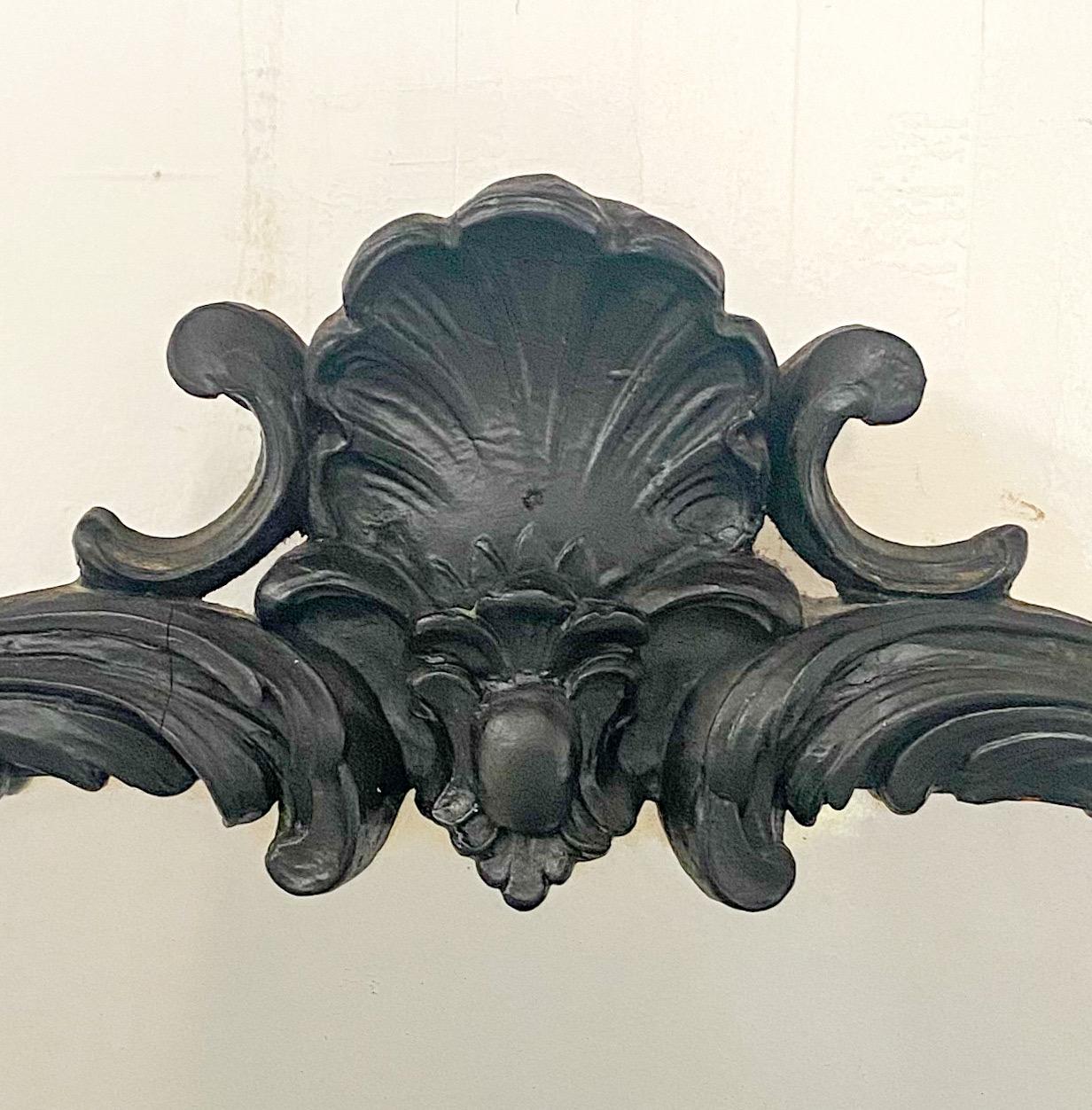 20th Century Gothic Style Cast Iron Black Wall Mirror