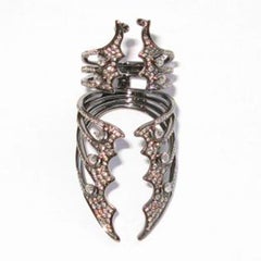 Gothic Style Connector Ring With Diamonds Made In 18k Gold