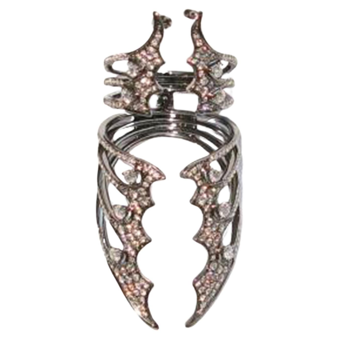 Gothic Style Connector Ring With Diamonds Made In 18k Gold