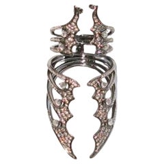 Gothic Style Connector Ring With Diamonds Made In 18k Gold