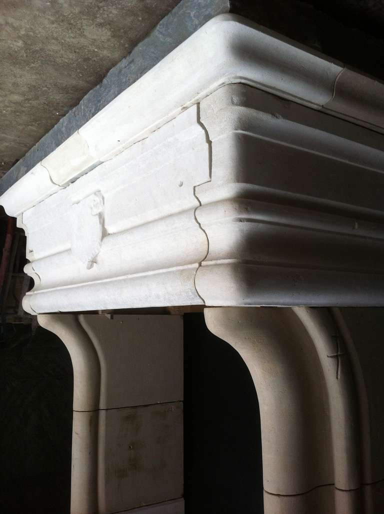 French Gothic Style Fireplace in Limestone from France, Restaured in the 20th Century For Sale