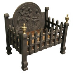 Gothic Style Free Standing Fire Basket with Decorative Back