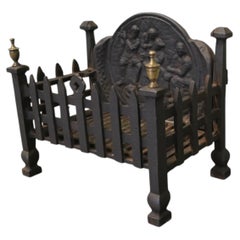 Gothic Style Free Standing Fire Basket with Decorative Back