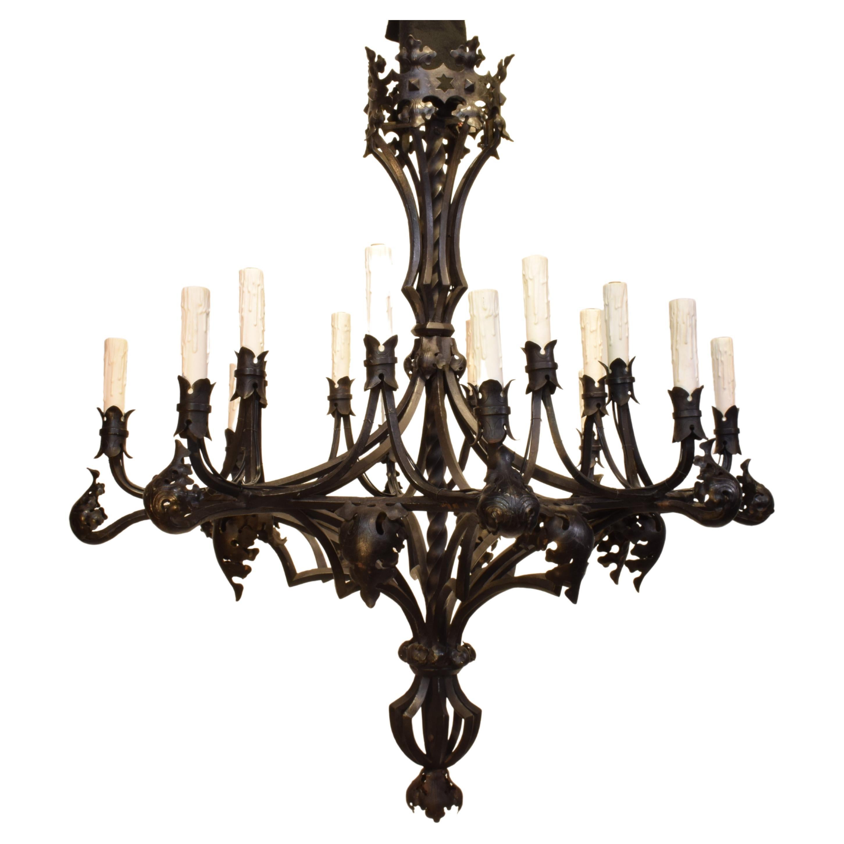 Gothic Style Iron Chandelier For Sale