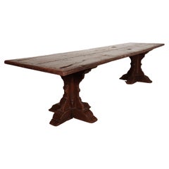 Antique Gothic Style Oak Dining Table