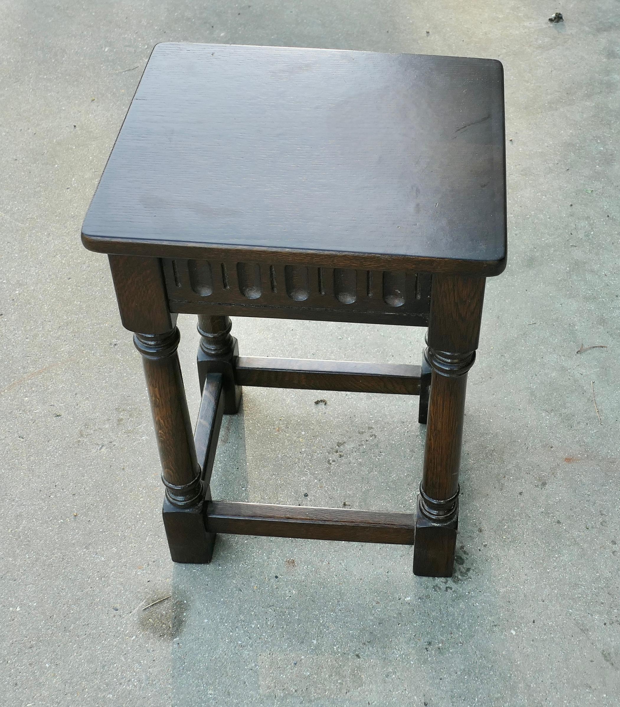 Gothic Style Oak Occasional Table   A good sturdy little table or plant stand In Good Condition For Sale In Godshill, Isle of Wight