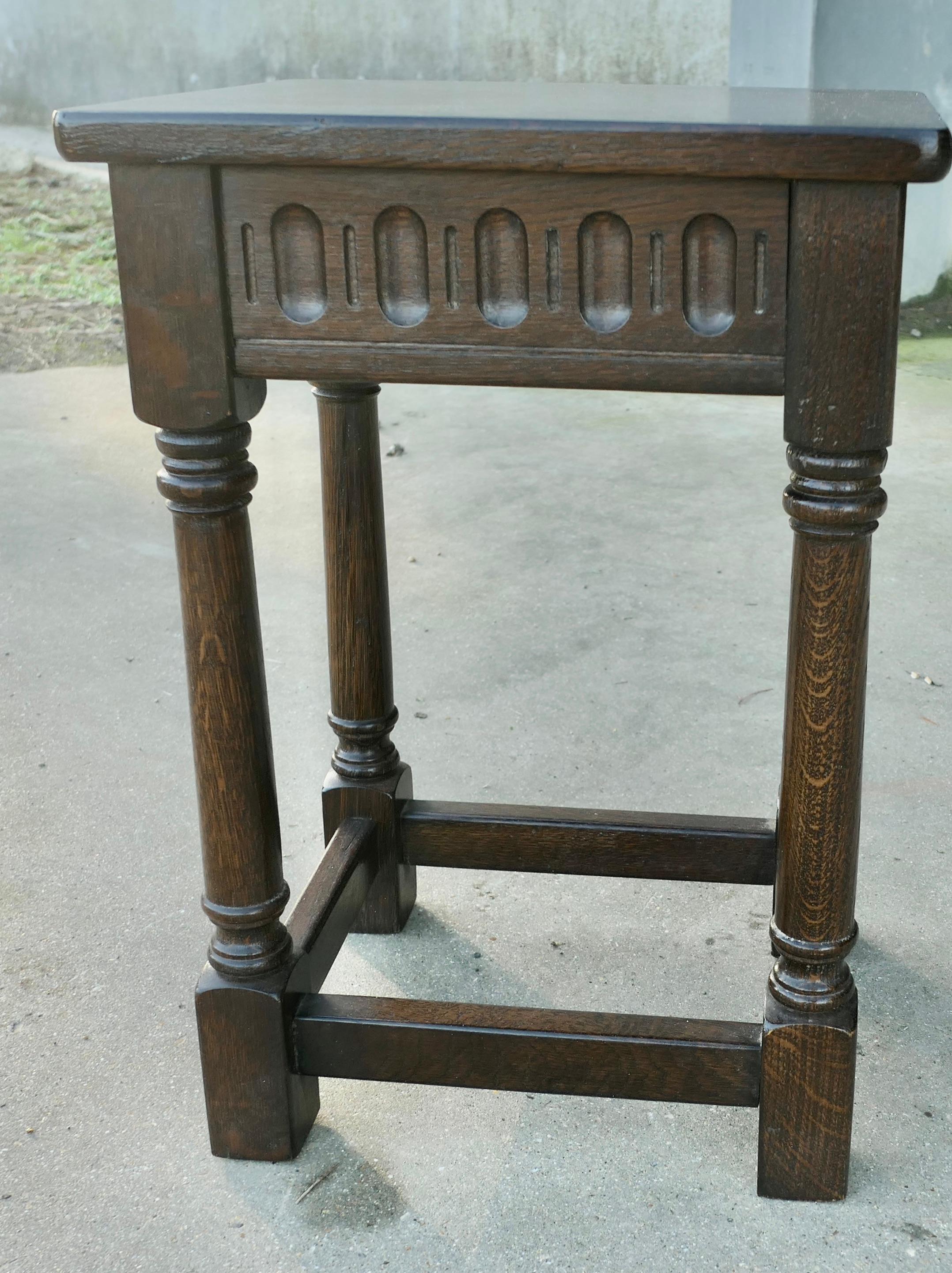 Gothic Style Oak Occasional Table   A good sturdy little table or plant stand For Sale 1